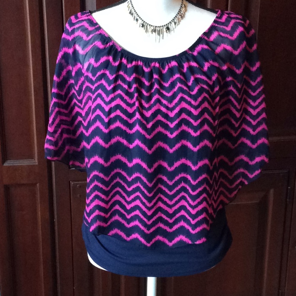 Carol Rose NWT Navy and Pink blouse